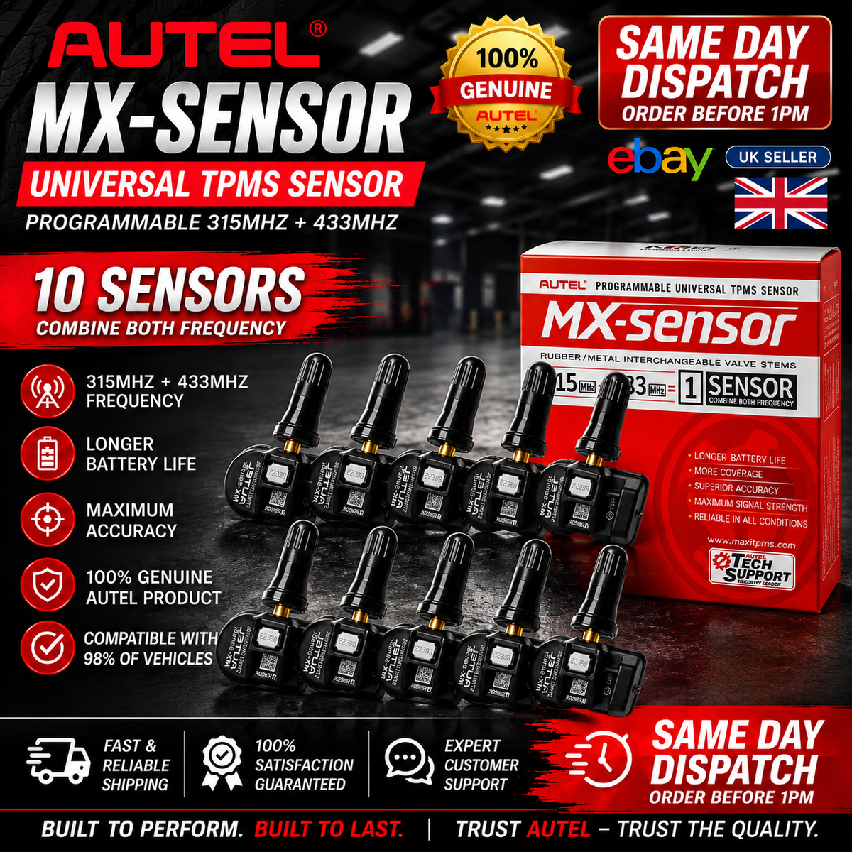 Genuine Autel MX-Sensor Universal TPMS Sensor – Rubber Valve x10