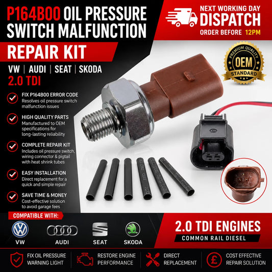 VW / Audi / SEAT / Skoda 2.0 TDI P164B00 Oil Pressure Switch malfunction Repair Kit
